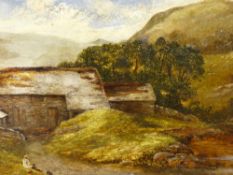C JONES oil on canvas - rural farmstead