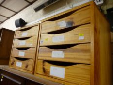 Two sets of wooden drawers