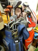 Golf King & Slazenger golf bags with clubs