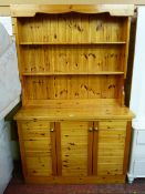 Clean modern pine dresser sideboard with three opening base doors