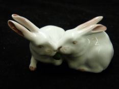 Royal Copenhagen figure of two rabbits