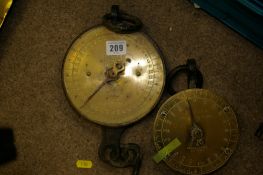Two Salters spring balances no. 20M to weight 40lbs and another