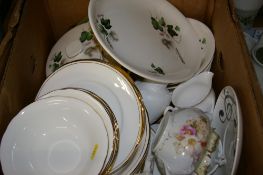 Box of mixed tea and dinnerware including Duchess, Palissy etc