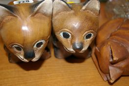 Three treen ware cats