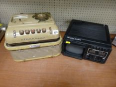 German made by Grundig reel to reel dictating machine and a Plustron TVR5 portable TV