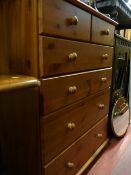 Modern pine chest of two short over four long drawers