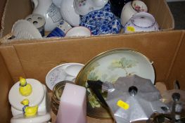 Two retro coffeepots and a quantity of mixed china and pottery