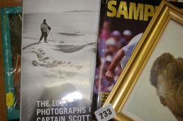 Framed print of a rabbit, hardback book 'The Lost Photographs of Captain Scott', Pete Sampras'