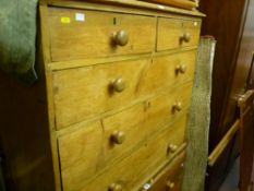 Stripped Victorian pine chest of two short over three long drawers