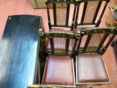 Oak barley twist gate leg dining table and four highback with Bergere panel chairs having drop-in