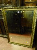 Modern gilt framed bevelled edge wall mirror