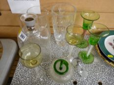 Small parcel of drinking and other glassware including three stemmed wine glasses
