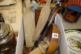 Box of mainly treen including butter pats etc