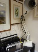 Grundig Soloboy portable radio, Hitachi radio cassette and 'The Anglepoise Lamp' on a square base