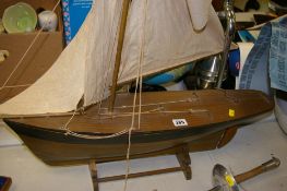 Good model yacht on stand