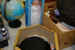 Boxed 'The Classical Collection' porcelain doll and a lady's hat in a box