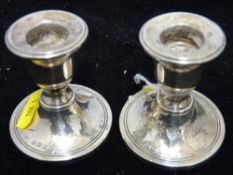 Pair of short stemmed silver candleholders