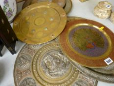 Quantity of Eastern and other brass trays