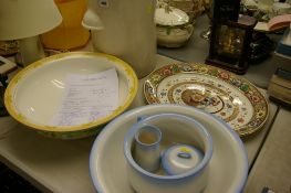 Quantity of Staffs washbasin sets, pottery bread bin etc