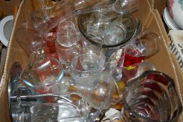 Box with large quantity of mixed glassware contents