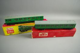 MODEL RAILWAY - Hornby Dublo 2250 and 4150 E.M.U two car set motor coach in original box with