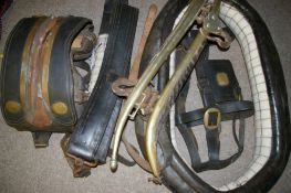 SHIRE/HEAVY HORSE TACK - a loose quantity of shire horse harnessing and strap work including a large