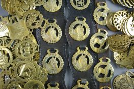 SHIRE/HEAVY HORSE BRASSWARE - including three martingales of 'Abergele and North Wales Shire Horse