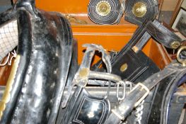 SHIRE/HEAVY HORSE TACK - a good quantity of brass decorated leather harnessing and strap work