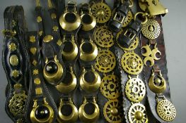 SHIRE/HEAVY HORSE BRASSWARE - a quantity of decorative harness martingales and strapping,