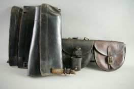TWO MILITARY LEATHER POUCHES and a pair of gaiters