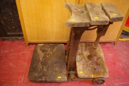 A SET OF IRON BASED POTATO WEIGHING SCALES