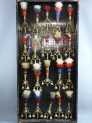 SHIRE/HEAVY HORSE BRASSWARE - a 4ft display board containing twenty triple bell fly head terrets