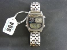 Vintage Seiko gent's Silver Wave wristwatch with dual LCD and standard display