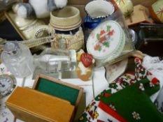 Box of mixed items including stein, soft toys etc