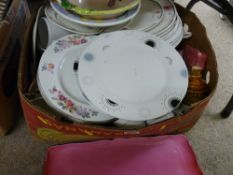 Large box of tea and dinnerware