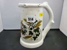 German pottery puzzle jug/tankard with lithophane image to the base of a scantily clad woman