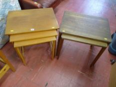 Light wood nest of three tables etc