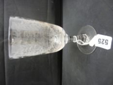 Etched Victorian drinking glass to 'George Stanley Clayton' dated 1892