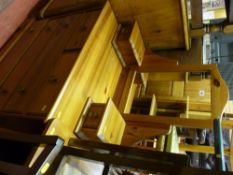 Modern pine mirrored dressing chest of two short over three long drawers