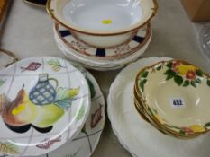 Quantity of fruit and floral decorated tableware