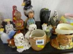 Small pair of Beswick spaniels, a pair of Ho Toi figures, Victorian Red Riding Hood etc