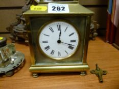 Brass carriage clock with key