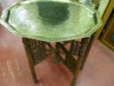 Eastern style brass topped folding table