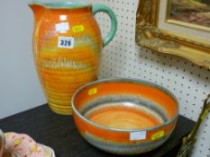Shelley china drip ware patterned jug and bowl