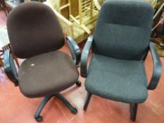 Upholstered office armchair and a swivel office armchair with adjusters
