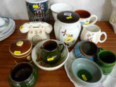 Portmeirion style storage jar, a Radford example along with other pottery and porcelain