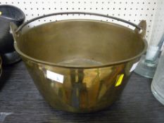 Victorian brass jam pan with iron swing handle