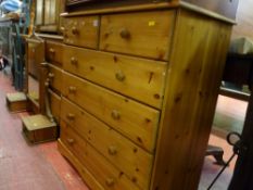 Modern pine chest of two short over four long drawers