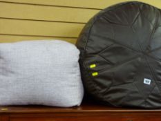 Soft leather effect pouffe and one other