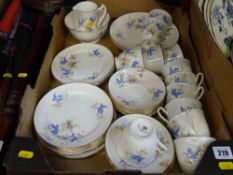 Bluebird decorated china teaset